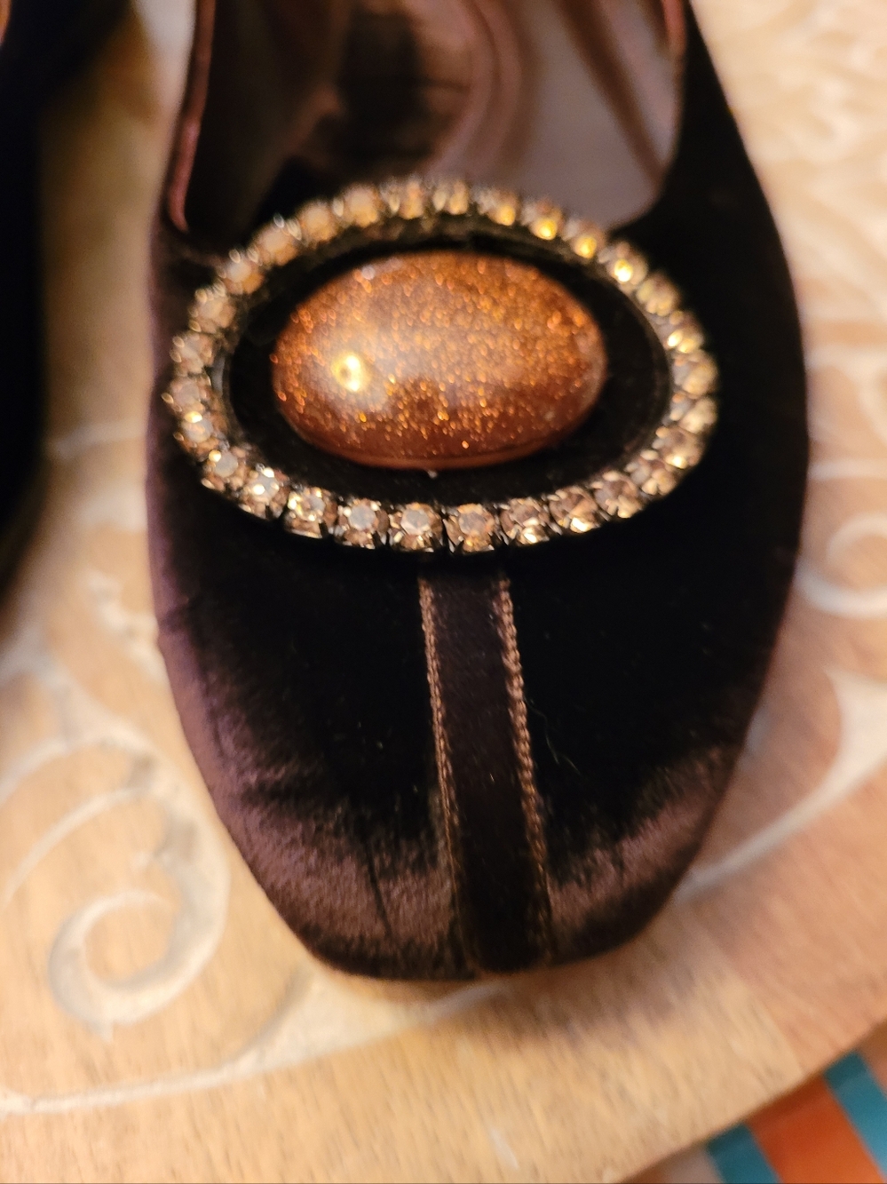 VIA SPIGA VELVET Ballet Flats SHOES GORGEOUS ITALY Y2K $189 Embellished 7.5 - Picture 10 of 10